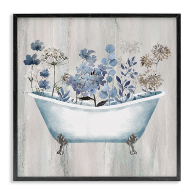 Rustic Blue Floral Tub Framed Giclee Art by Conrad Knutsen