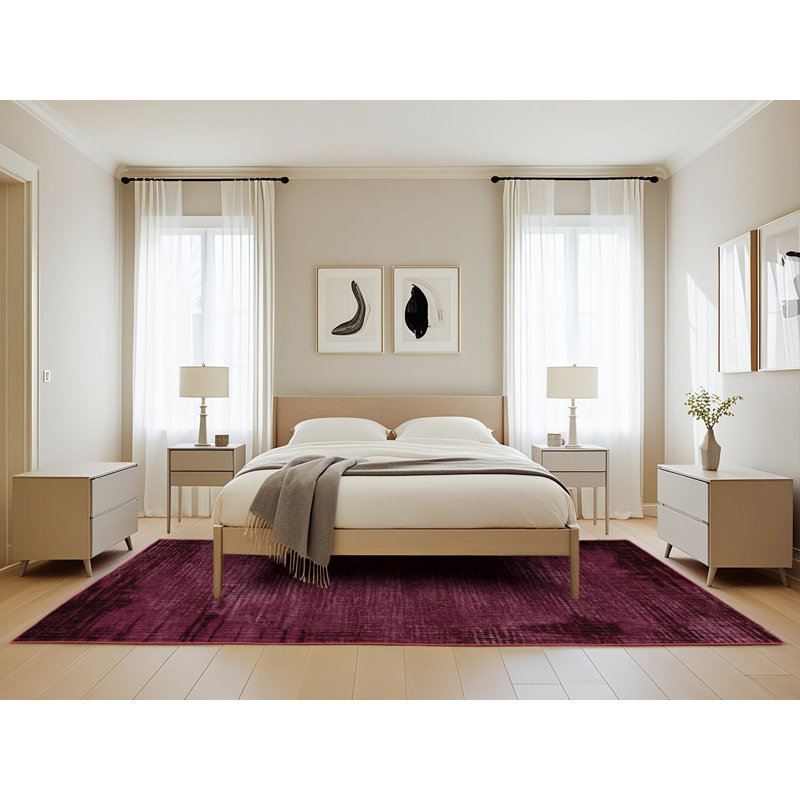 Tapis rouge abstrait lavable à la machine, Rectangle de 5 pi x 8 pi