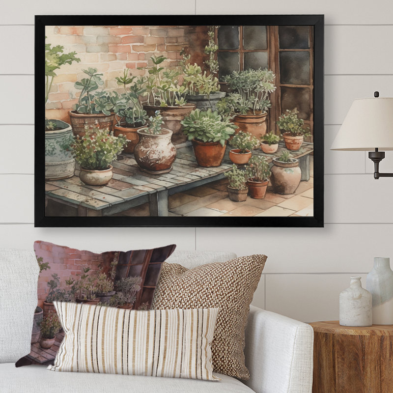 Saahin Cottage balcon Garden II sur toile, Cadre photo noir, H 30 po x l 40 po x P 1,5 po