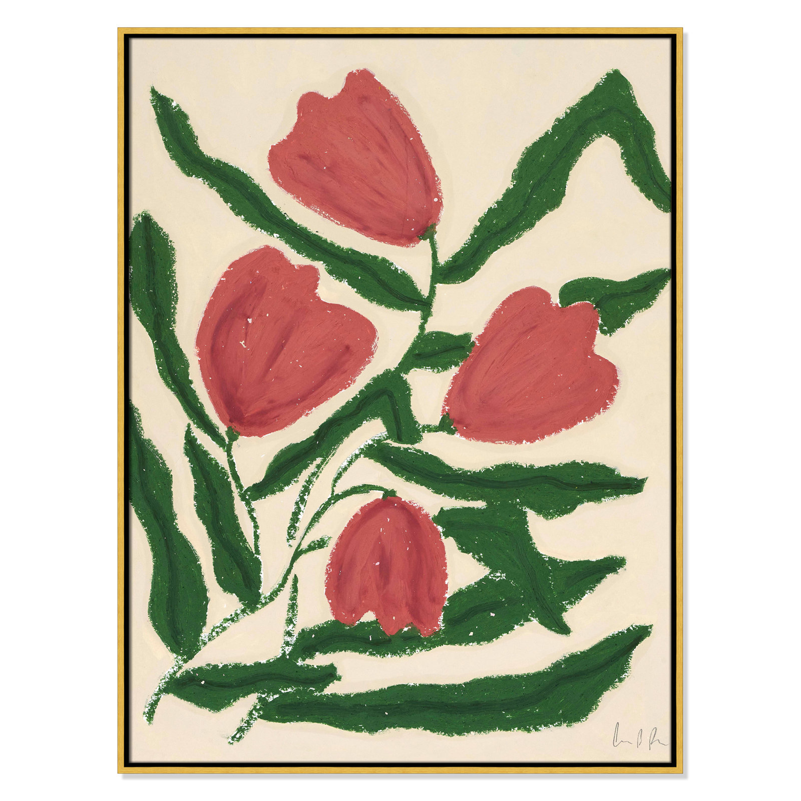 Colette "Red Tulips" Print by Camilla Bergqvist, 41.5" H x 31.5" W, Gold