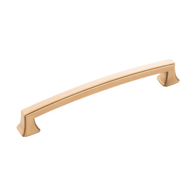 Bridges Collection Handle Pull - 6-5/16" Center to Center Cabinet Pull Brushed Golden Brass - Transitional, Deco Hardware for Drawers & Cabinets