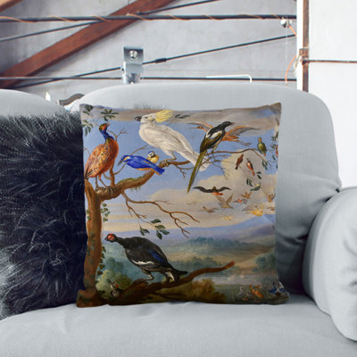 Exotic Birds Square Throw Cushion