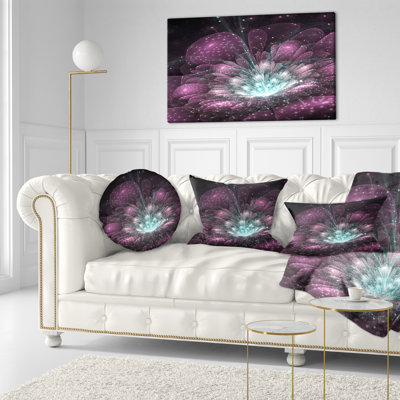 Coussin décoratif floral designart’mauve fractal fleur'