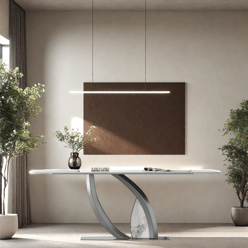 Table de salle à manger en ardoise à texture naturelle et stable., H 29,53 po x L 70,87 po x l 35,43 po