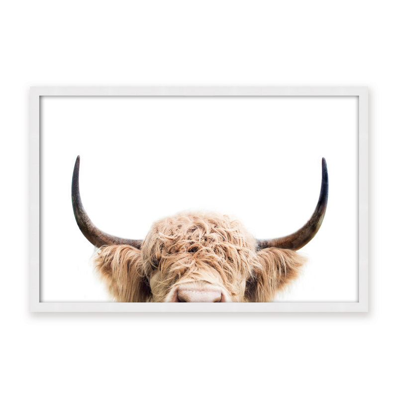 Nature Inspired Peeking Cow by  - Picture Frame Photograph on Paper, 32" H x 48" W x 1.125" D, Framed Print, Brown
