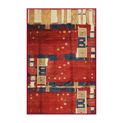 Tapis de zone rouge/bleu contemporaine