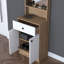 Meuble de couloir moderne avec nombreuses tablettes, finition noyer et blanc, 23,6 po x 72,0 po x 14 po | Panneau de particules 100% mélamine de qualité E1, conception murale | Solution de rangement élégante pour le vestibule et la maison-4051932