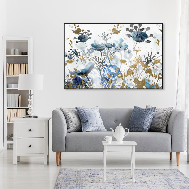 « blue jardin gold », impression, Toile tendue, H 36 po x l 54 po