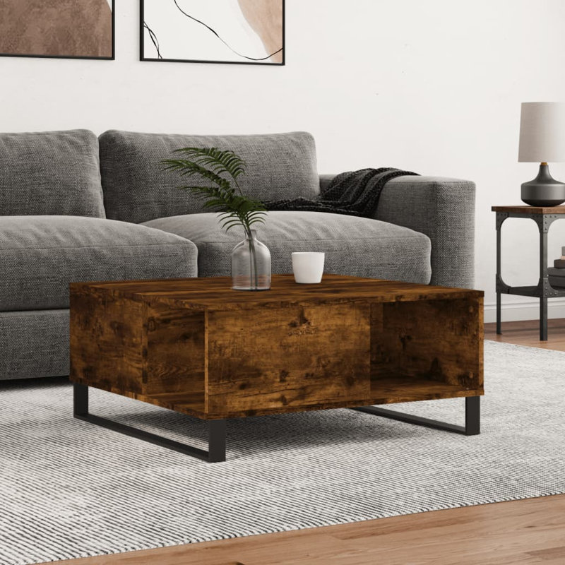 Babli Coffee Table 80x80x36.5 cm Engineered Wood, Smoked Oak