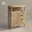 HOMCOM Sideboard Fluted Storage Cabinet Single Door Nature Wood Finish