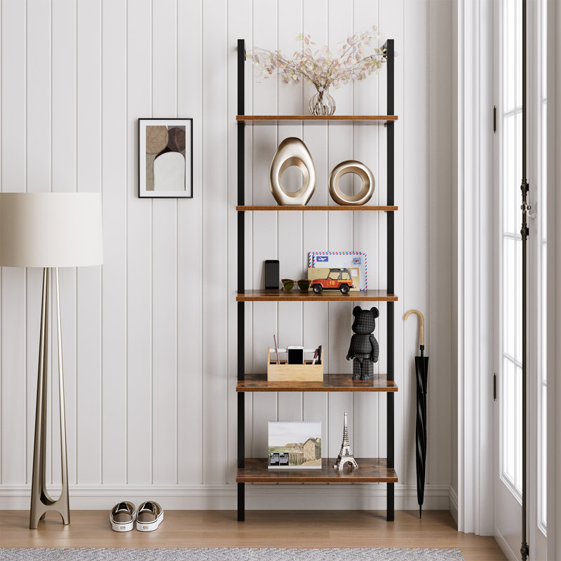 Juno  184.5cm H x 60cm W Steel Ladder Bookcase