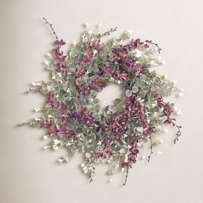 Couronne de porte artificielle 28 po, Violet