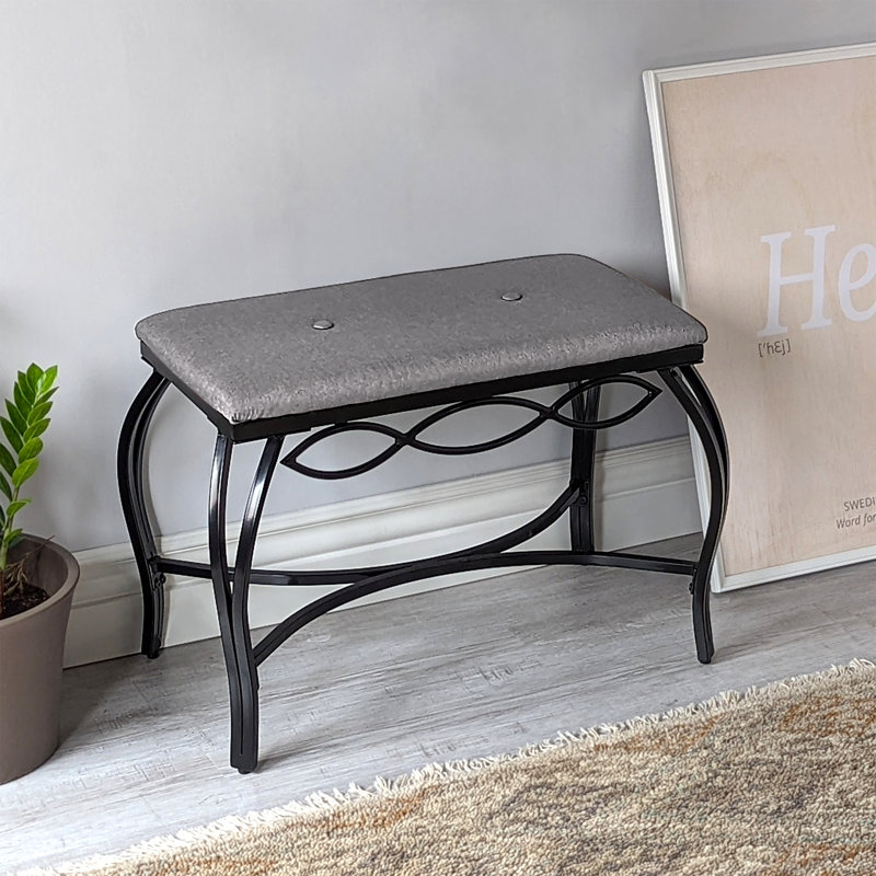 Cerro Polyester Blend Upholstered Bench, Heather Gray