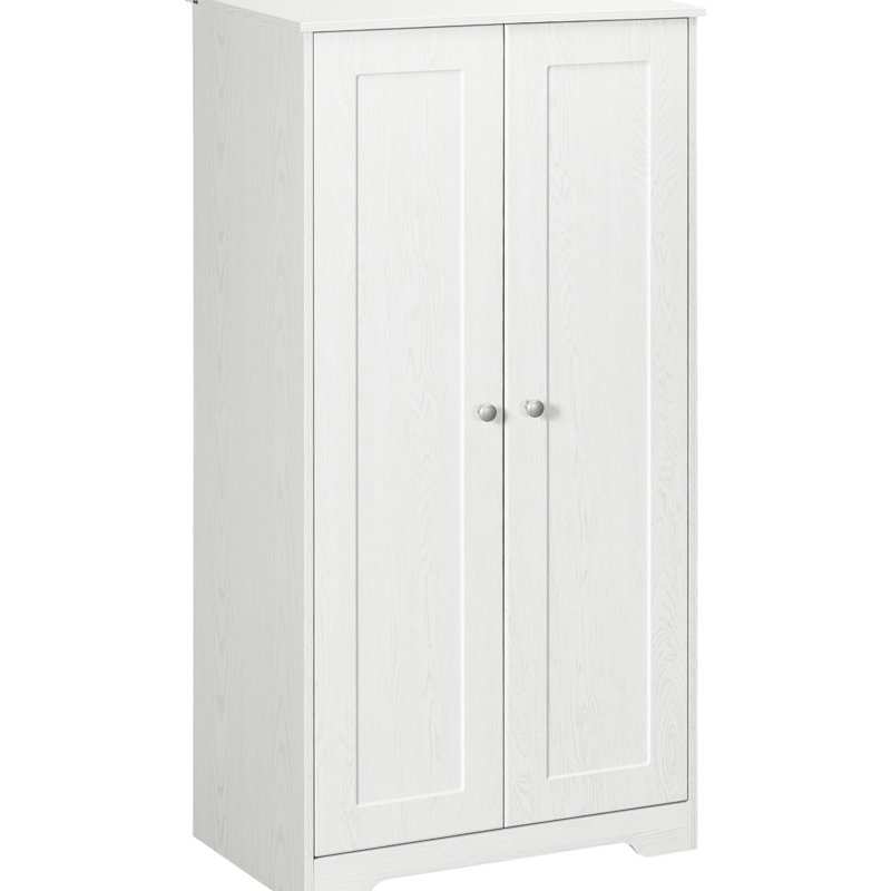 Armoire de rangement blanche pour garde-manger, 2 portes, tablettes réglables, rangement autoportant avec portes et
