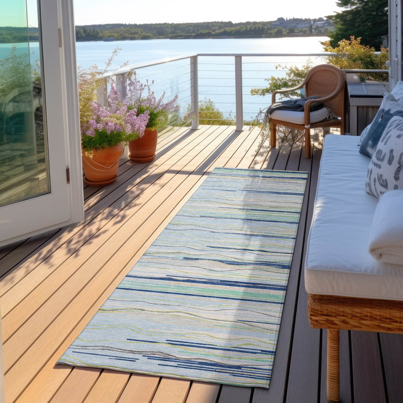 Ayra Sky Washable Indoor-Outdoor Rug - , 2'3" x 7'6"