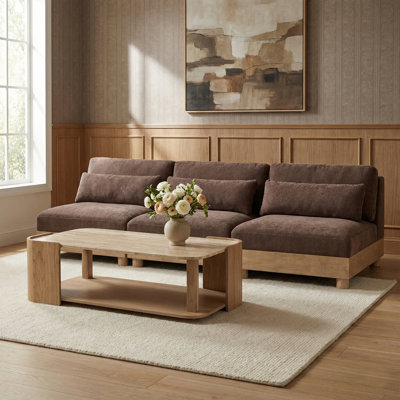 Turin 120" Chenille Fabric Upholstered 3Pc. Modular Sofa