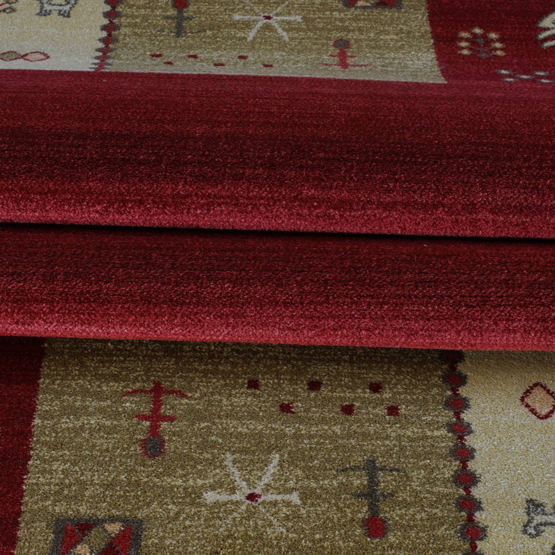 Tapis ikat rouge et crème Alissya, Rectangle 3 pi 9 po x 5 pi 5 po