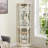 Lighted Glass Corner Display Cabinet With Adjustable Shelves And Built-In LED Lighting For Elegant Home Showcase.-122751238