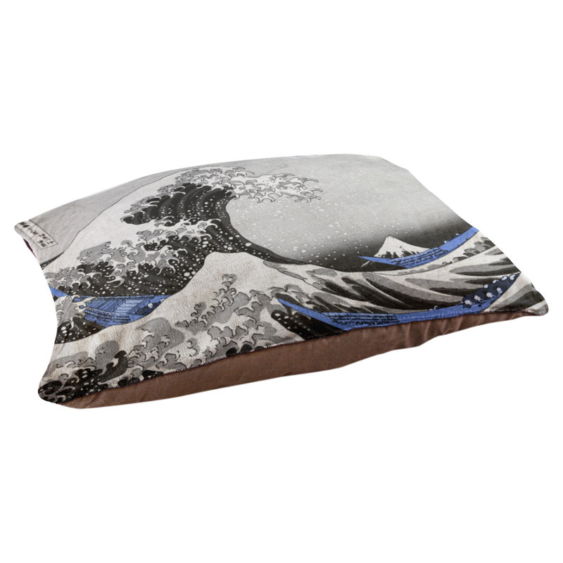 Oreiller the great wave dog Burkart, Moyen (L 29,5 po x P19,5 po x H 9,5 po), Blanc / Noir