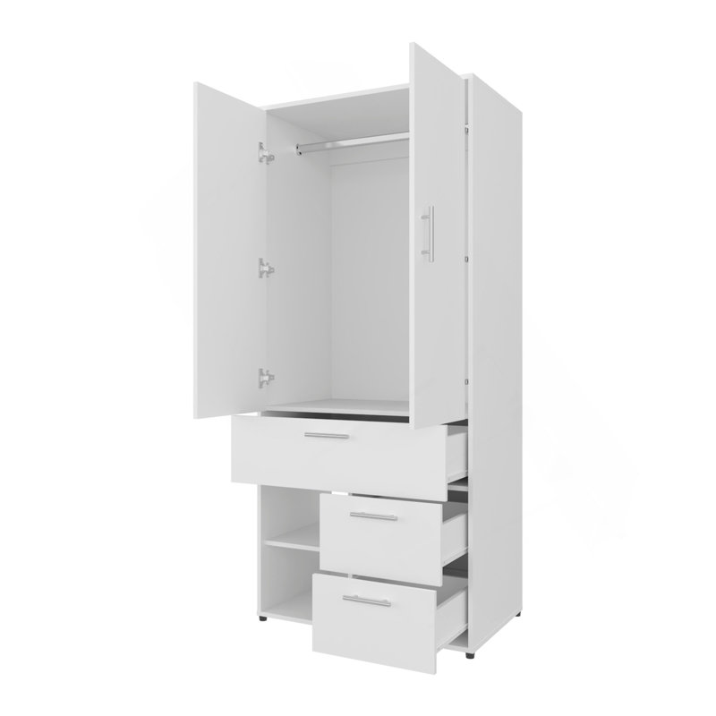 Armoire blanche avec rangement et tringle