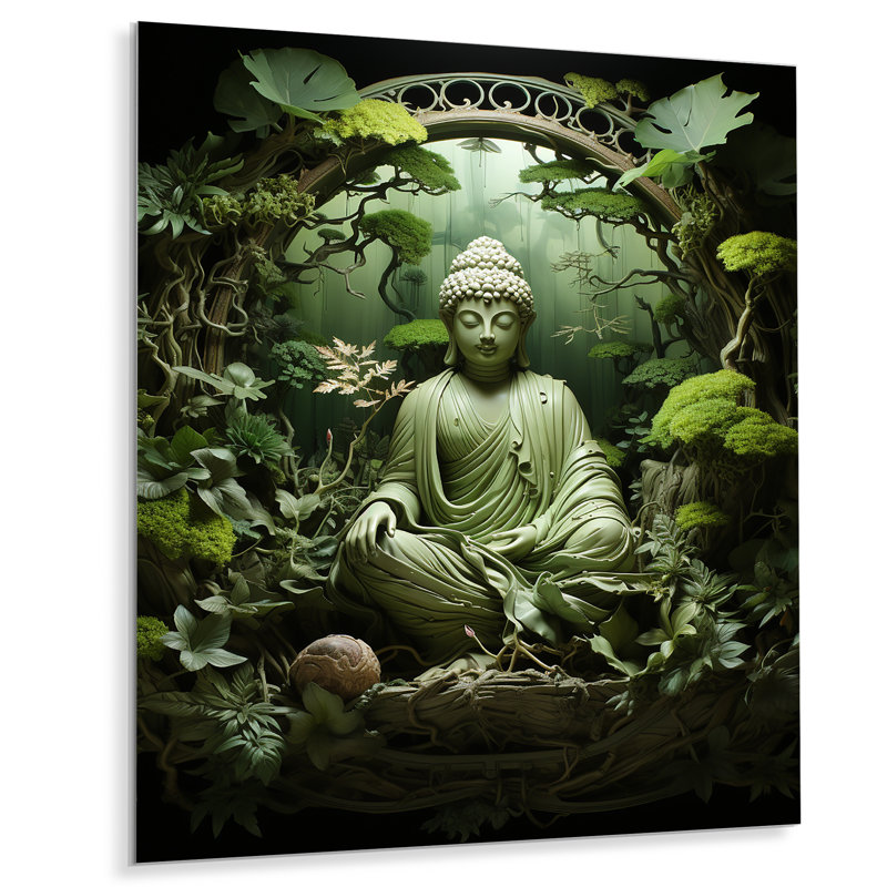 Décoration murale bouddhisme vert en bois Bodhi Tree II, H 32 po x l 24 po x P 1 po