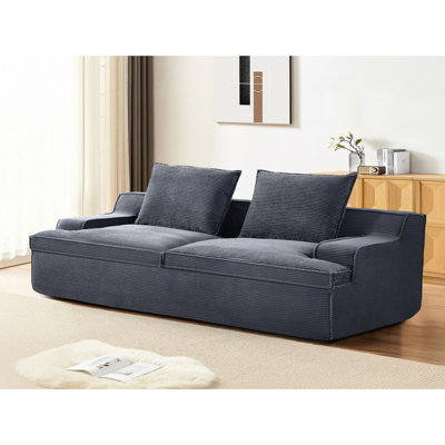 Canapé de salon 4 places - mousse complète, velours côtelé gris, sans assemblage, confortable, 27,58 pouces de hauteur, 90,72 de largeur, ergonomique