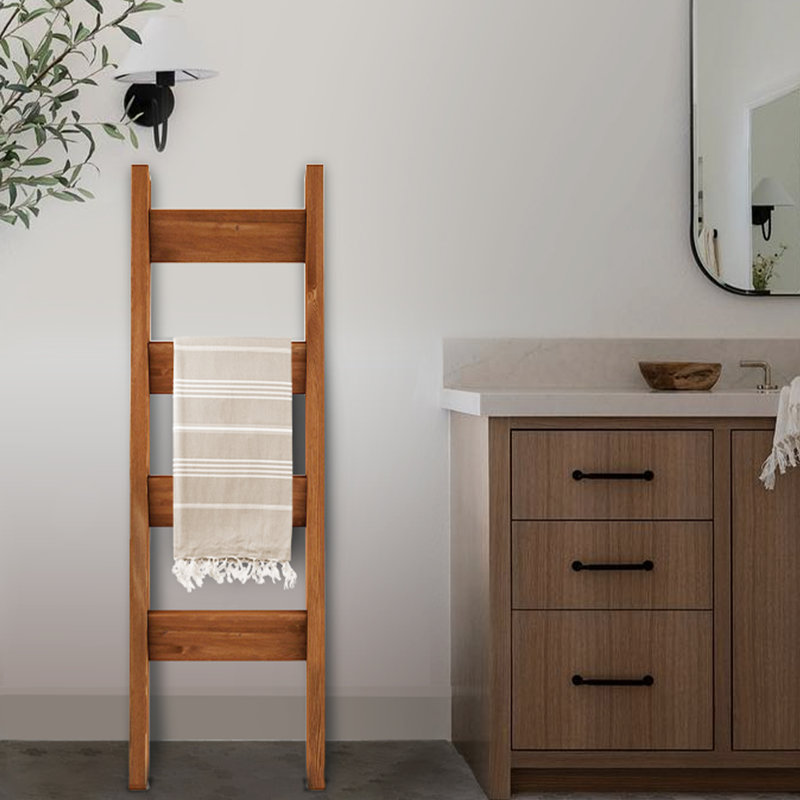Odelle Wood 4 Freestanding Towel Stand, Teak
