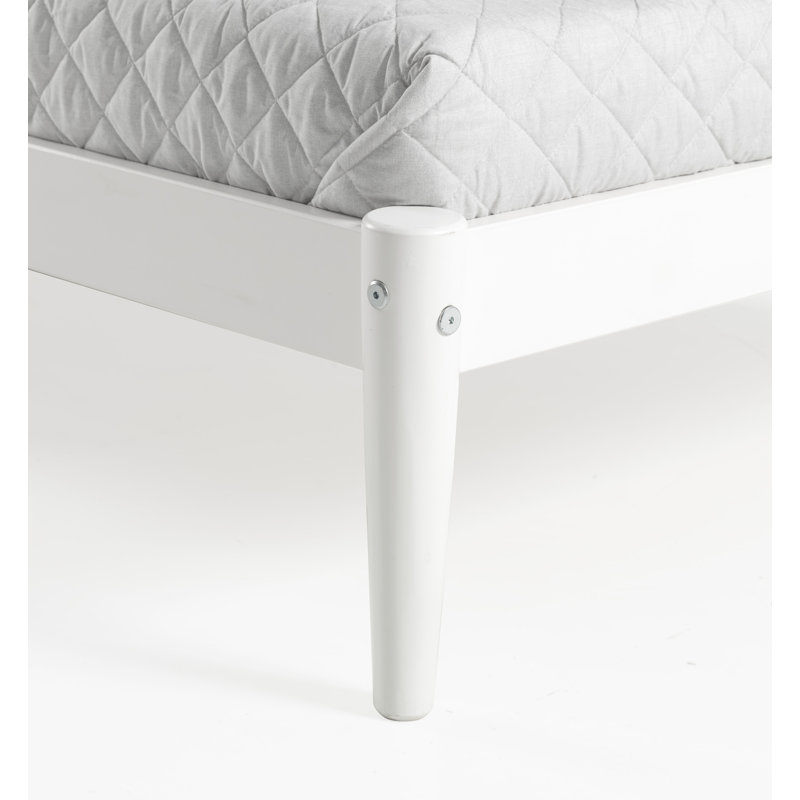 Lit simple en bois massif Lasher, Blanc, Simple
