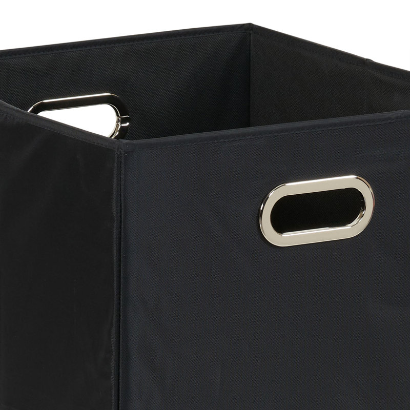 GEN Folding Laundry Hamper, Grommet Handles, Sturdy Fiberboard with Polyester Lining, Quick Set-Up, Squared Shape Saves Space, Black
