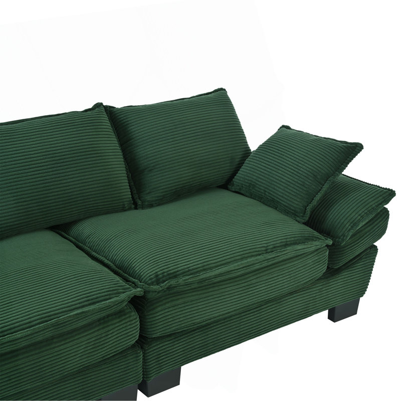 Canapé incurvé moderne U-Style de 85,4 po, canapé rembourré avec 2 coussins décoratifs, canapé en velours côtelé pour salon, chambre à coucher, appartement