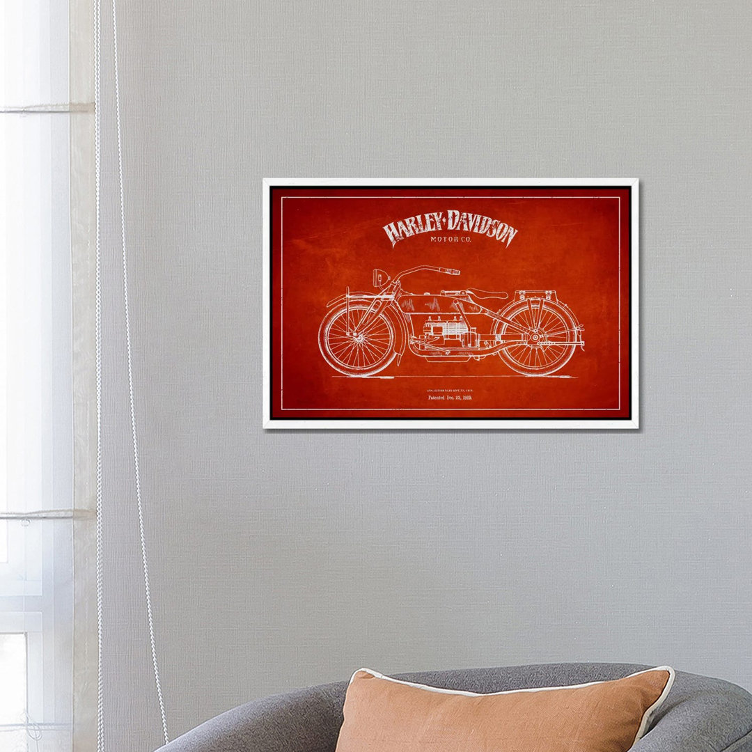 Harley-Davidson Red Patent Blueprint von Aged Pixel - Gallery-Wrapped Canvas Giclée on Canvas