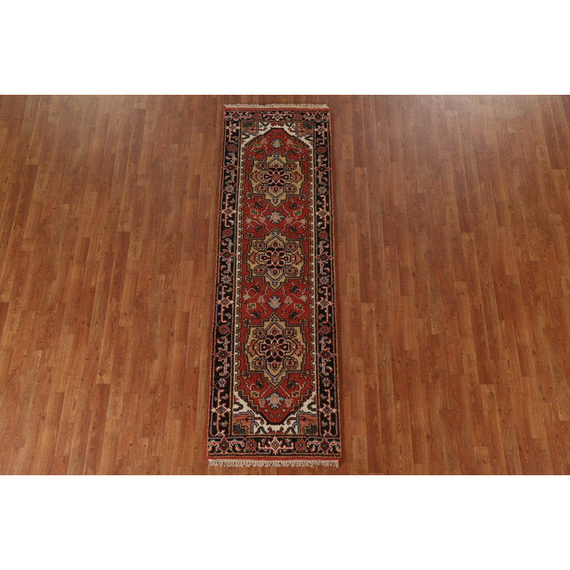 Tapis de couloir géométrique en laine 3x8