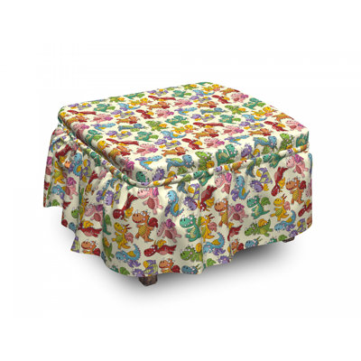 2 Piece Box Cushion Ottoman Slipcover Set