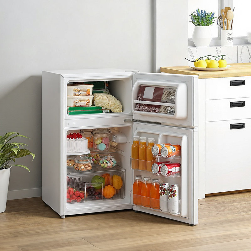 Living And Home 87L L Freestanding Mini Fridge with Freezer, White