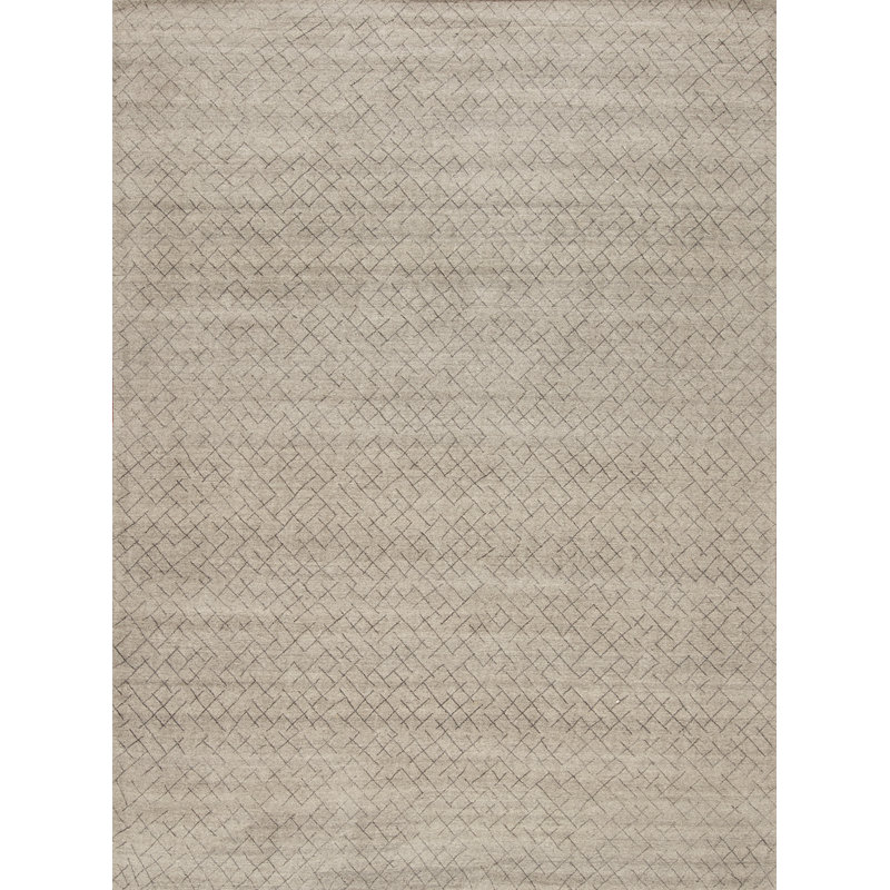 Bella Wool Abstract Area Rug in Gray, Rectangle 6" x 9"
