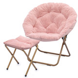 Marqueen Folding Saucer Chairs with Ottoman, Portable Moon Chair Accent Chair with Footrest