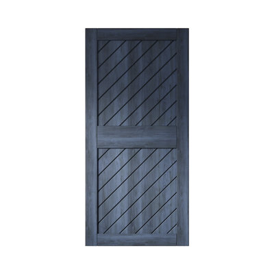 Homacer Slanted Stripe Design Navy Finished & Unassembled Pine Wood Barn Door (Hardware Not Included) (Interior Use Only)