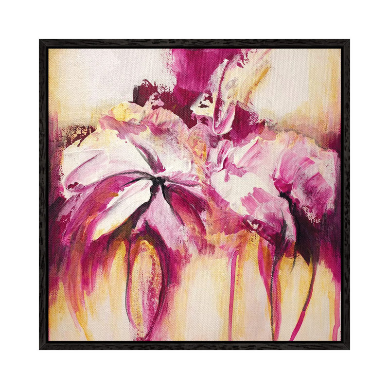 Cherry Blossom No. 7 by Jude Remedios - Painting on Canvas, 66.04cm H x 66.04cm W x 3.81cm D, Black Framed