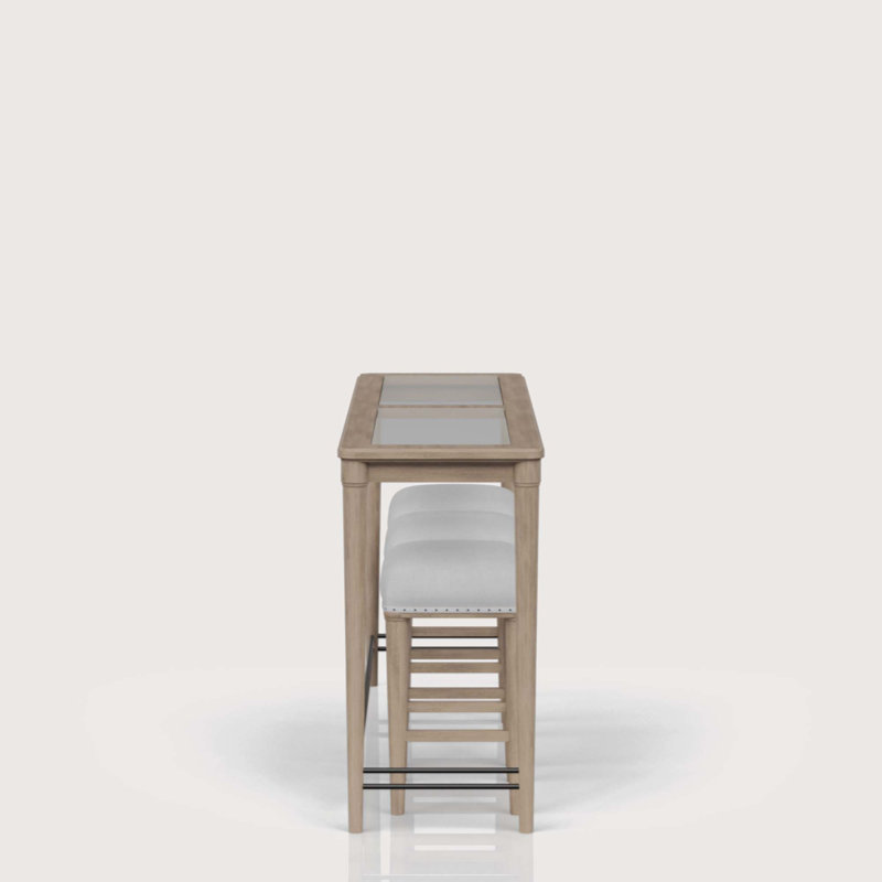 Athol Frosted Glass Console Table With 3 Stools
