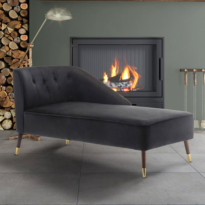 Bert Velvet Chaise Lounge, Black