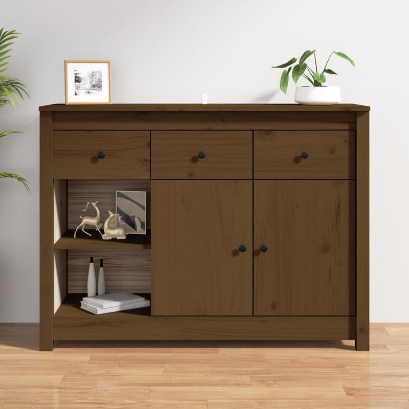 Kitsy 100cm Solid Wood Sideboard, Honey Brown