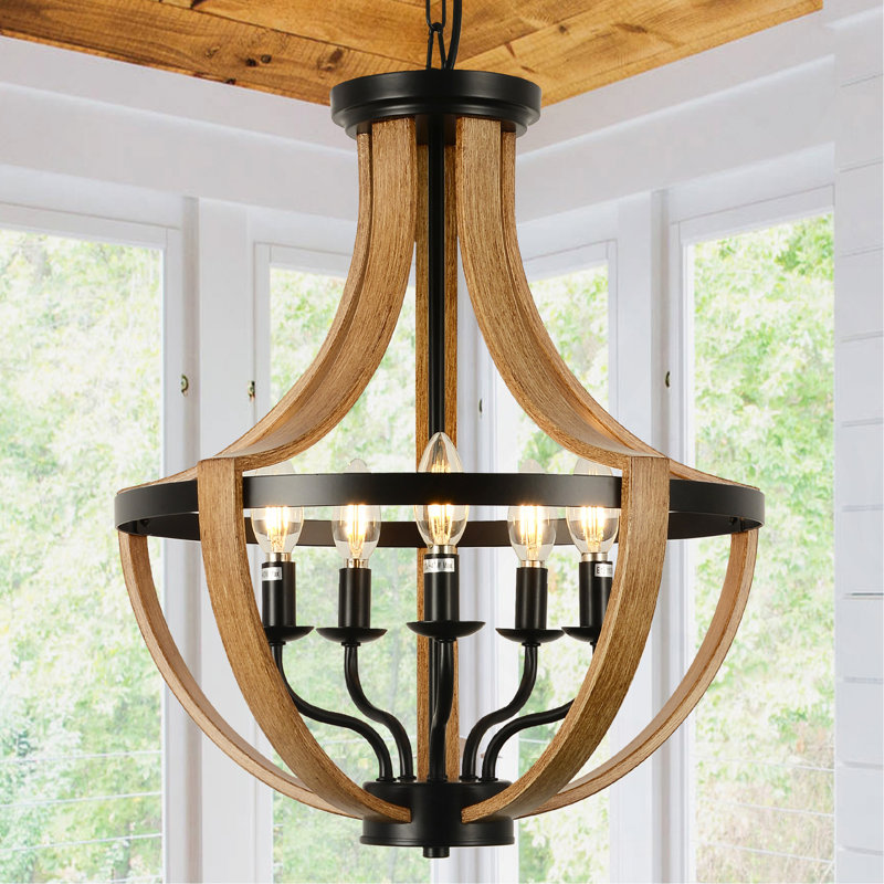 Modern 5-Light Chandelier S, 62.6" H x 17.7" W x 17.7" D, Brown