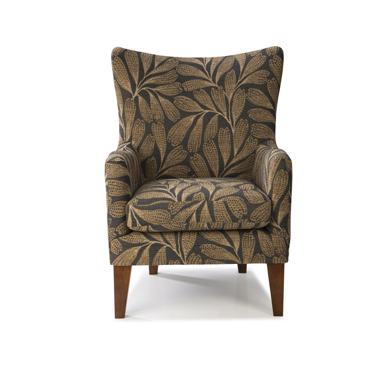 Estado Upholstered Armchair, Dark Walnut, Black/Brown