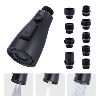 3-Function Kitchen Faucet Spray Head With 9 Adapters, Pull Out Kitchen Faucet Head Replacement