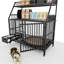 Cage pour animaux avec structure en fer, tiroirs de rangement, 34,52 po Profondeur, 49,53 po de hauteur, lavabos en acier inoxydable noir, hauteur, largeur 22,91 po,-1661025675-1661025672