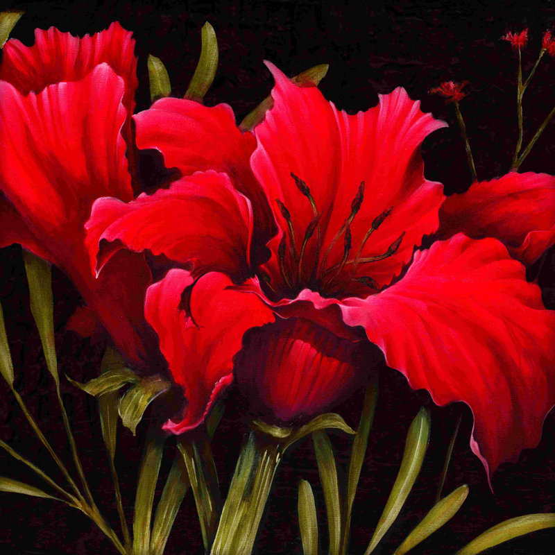 Crimson Bloom - impression sur toile tendue, H 12 po x l 12 po
