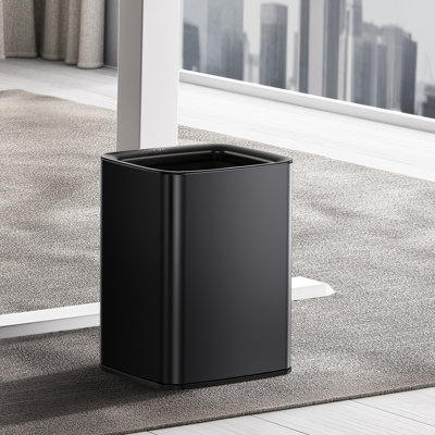 EKO Laguna 2.6 Gallon/10L Open Top Trash Can - Modern Matte Stainless Steel Waste Bin With Removable Inner Basket For Bathroom, Bedroom, And Office Use