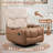 Modern Corduroy Upholstered Recliner PU Leather Seat Chair, 270-Degree Swivel Rocker Recliner With Adjustable Armrest &Cup Holders For Nursing, And Living Room Relaxation, Brown-1345094351