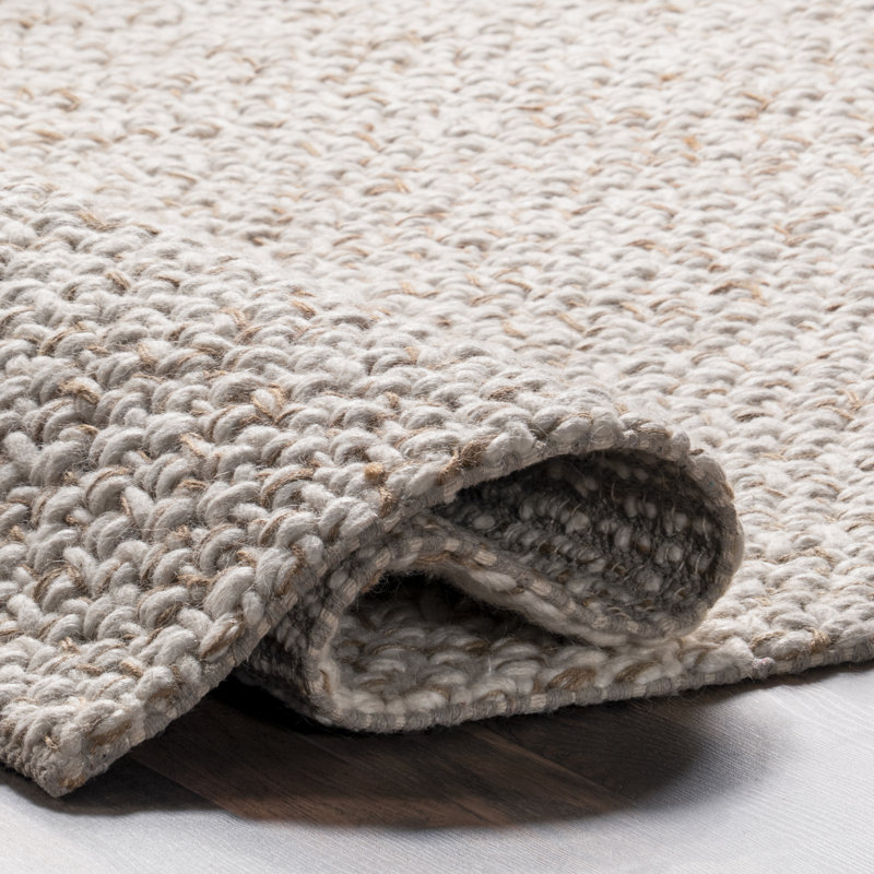 Enida Casual Farmhouse Wool Blend Area Rug, Rectangle 7'6" x 9'6"