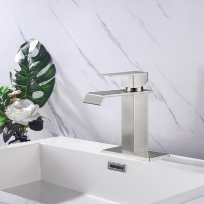 Single Handle Bathroom Vanity Sink Faucet with Waterfall Spout
